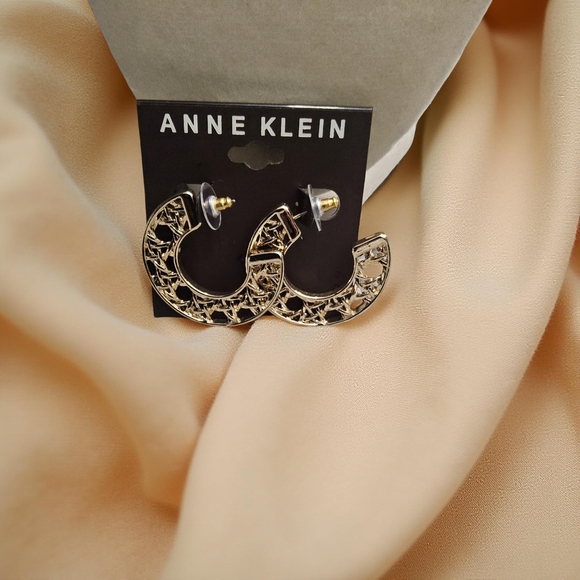 Anne Klein Jewelry - Anne Klein Gold Tone Lattice C Hoop Earrings